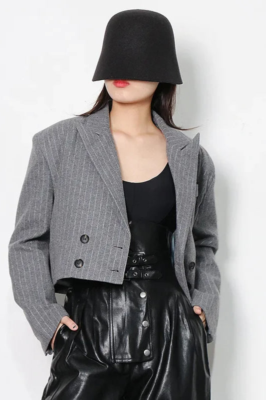 Striped Double Button Blazer