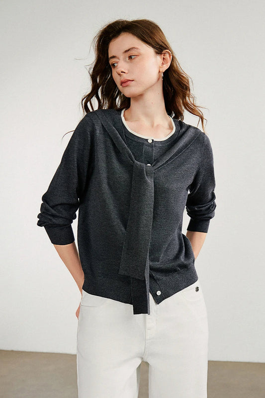 Shawl Layered Knit Cardigan