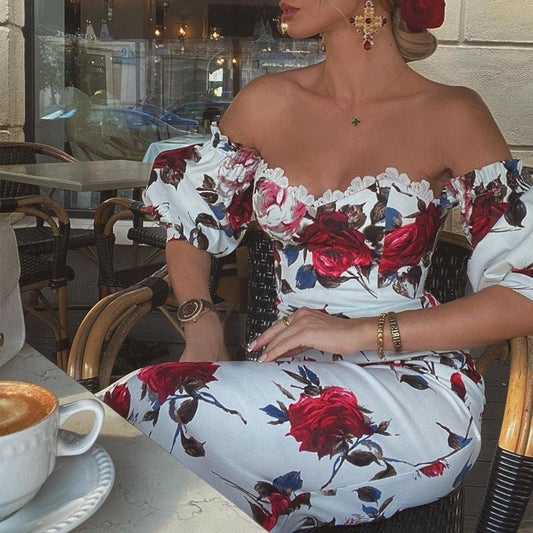 Printed sexy lace dress - Trendha