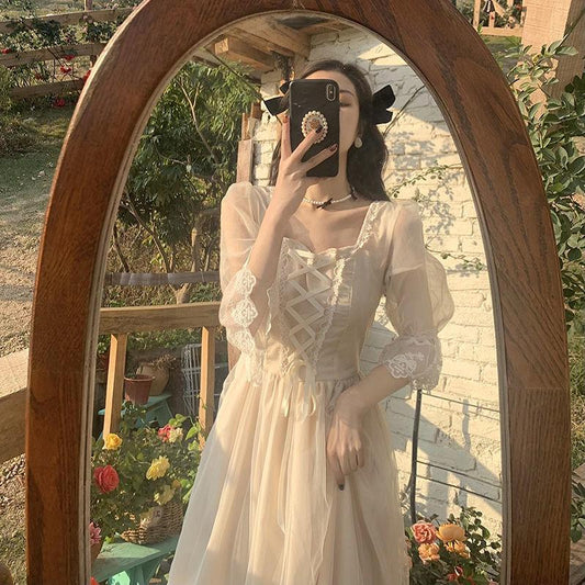 French Retro Tea Break Lisianthus Dress - Trendha