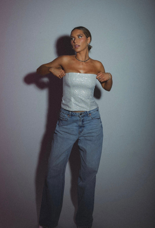 Matilda Rhinestone Strapless Top