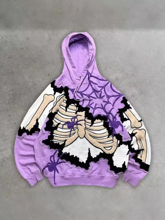 Gothic 3D Skeleton Print Hoodie