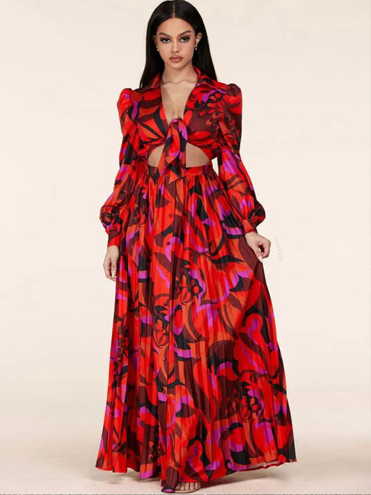 FashionSierra - 2025 Deep V Neck High Slit Party Beach Wear Boho Dress