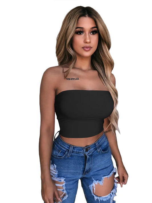 2025 New Strapless Sexy Club Boob Tube Crop Top