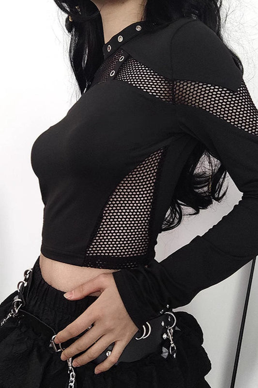 Gothic Hollow Out Mesh T-Shirt