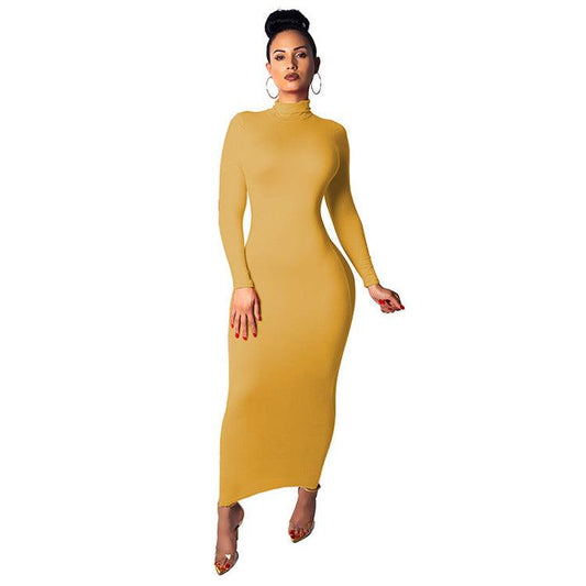 Long sleeve high neck dress - Trendha