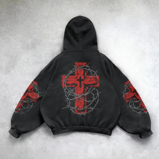 Retro Heart Pullover Streetwear Hoodie