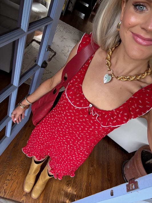 Cherry Picking Ruffle Dress