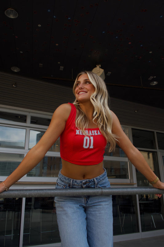 Nebraska Jersey Corset Top In Red