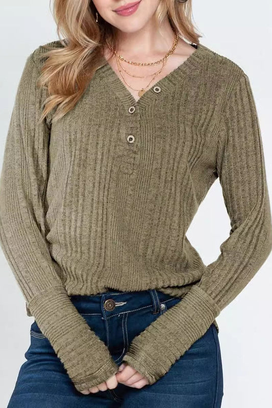Loose Fit Knit V Neck Sweater