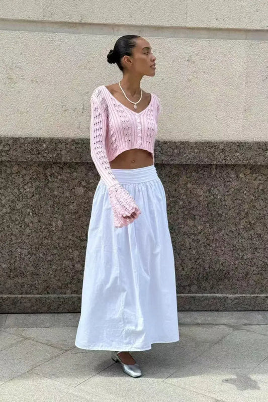 Hollow Out Knit Cropped Cardigan