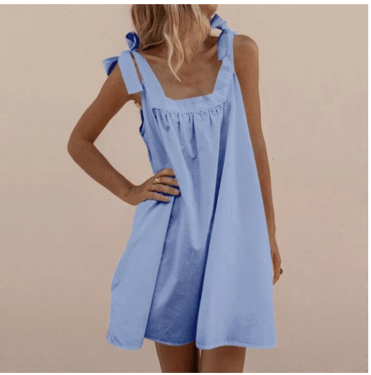 Comfortable A-line dress with suspenders - Trendha