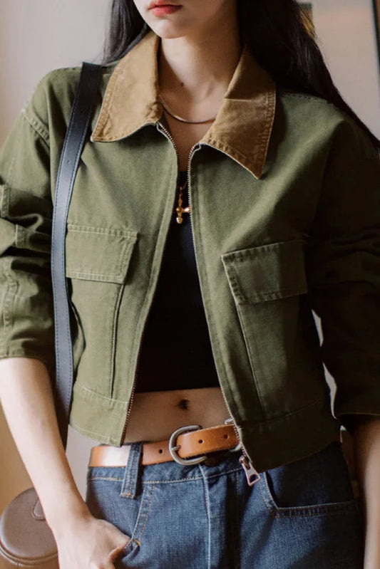 Colorblock Vintage Workwear Jacket