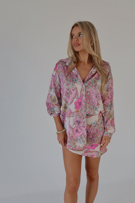 Lilianna Satin Button-Down Top