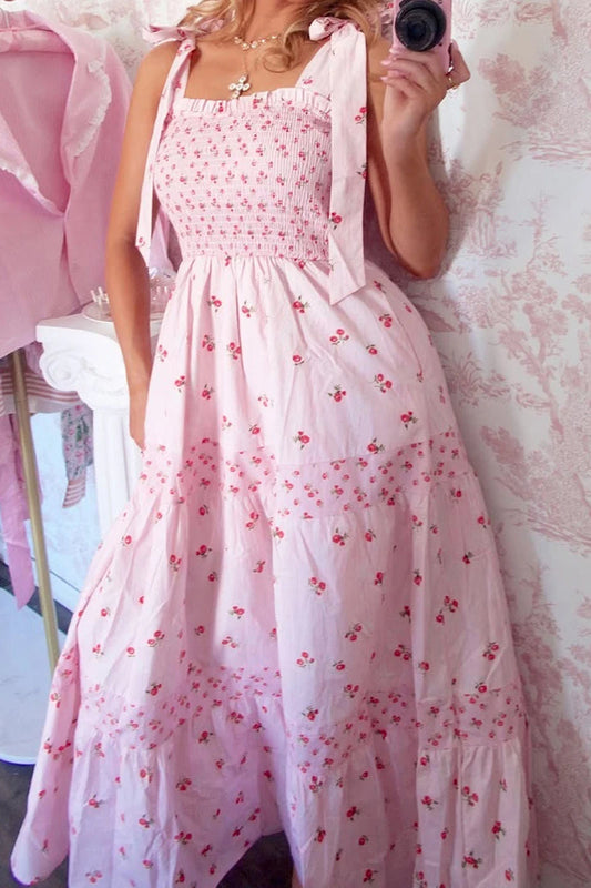 Tie-Back Maxi Floral Dress