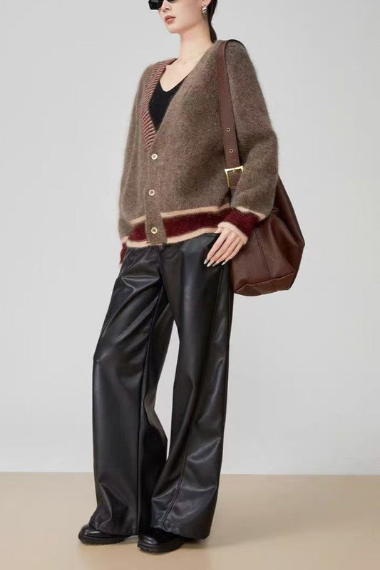 Long Sleeve Color-block Striped Sweater