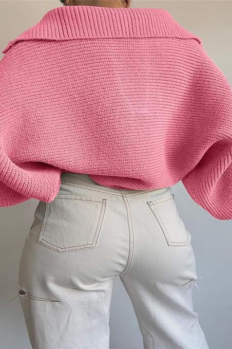 Long Sleeve Collar Knit Sweater