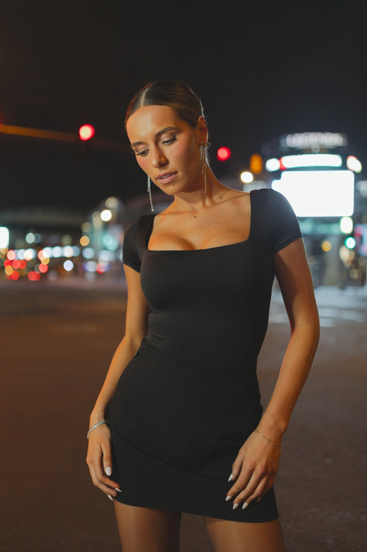 Frankie Square Neck Bodysuit In Black