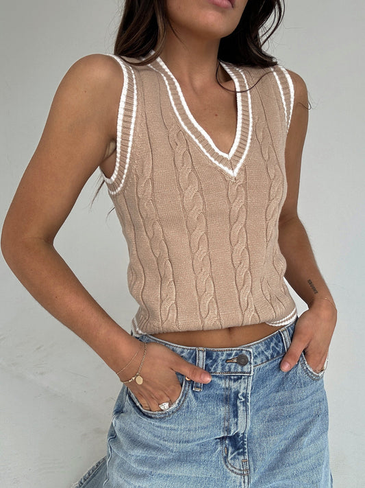 Wendi Cable Knit Chunky Vest