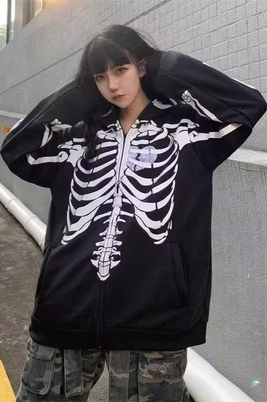 Gothic Skeleton Zipper Hoodie
