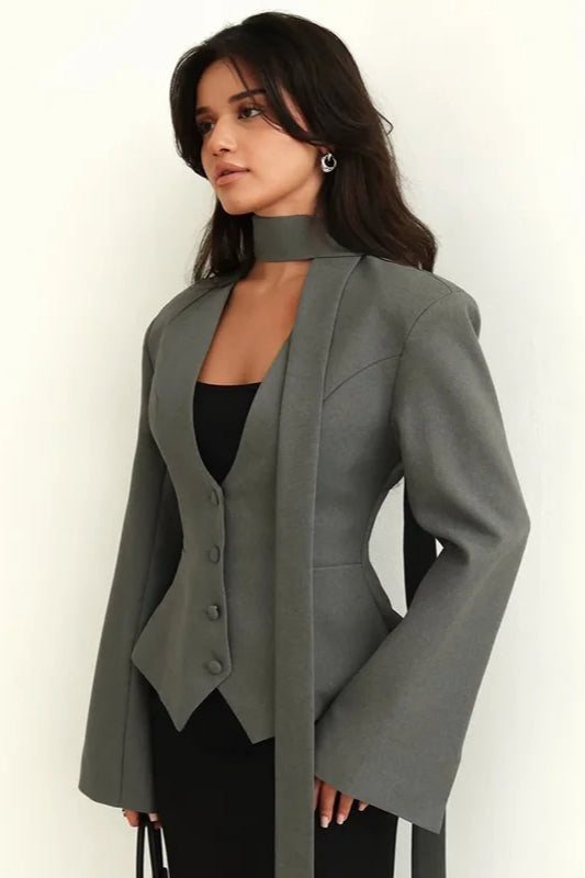 Scarf Collar Commuter Blazer