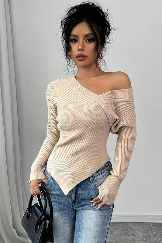 Elegant Cut Out Shoulder Sweater