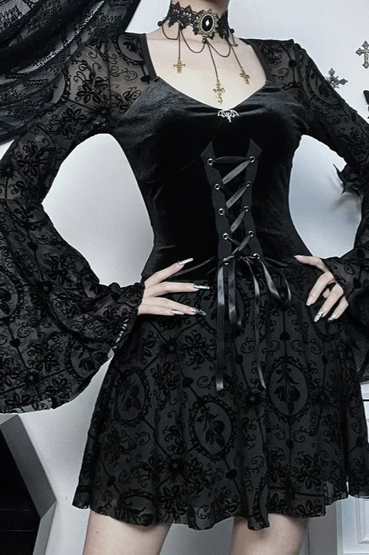 Lace Patchwork Halloween Gothic Dress
