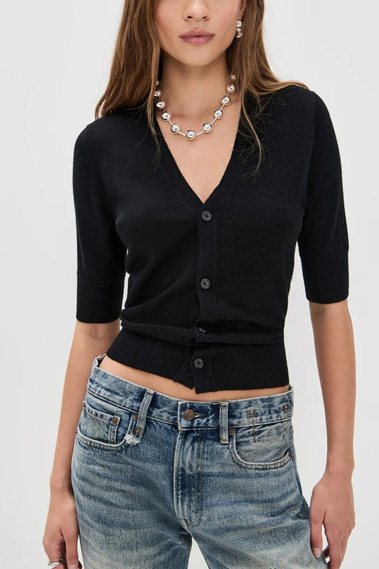 V-Neck Stretch Knit Cardigan