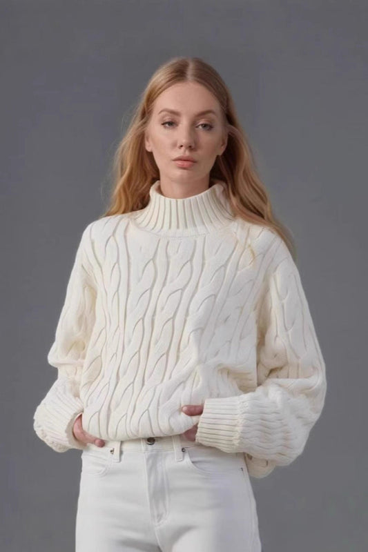 Cozy Half Neck Cable Sweater