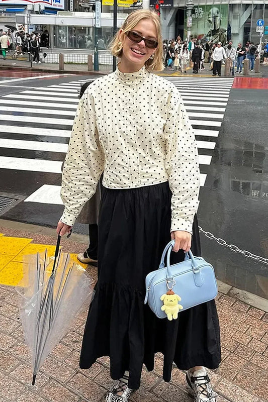 Contrast Polka Dot Casual Jacket