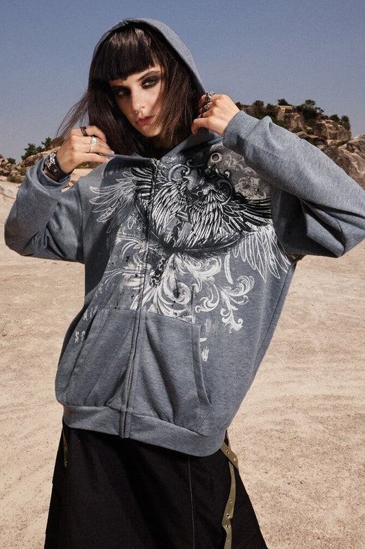 Street Style Eagle Graphic Hoodie