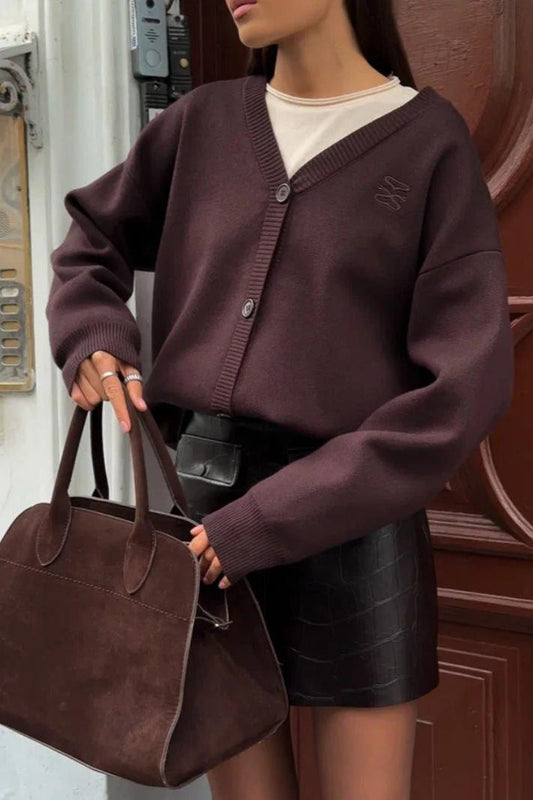 Solid Color Buttoned Sweater