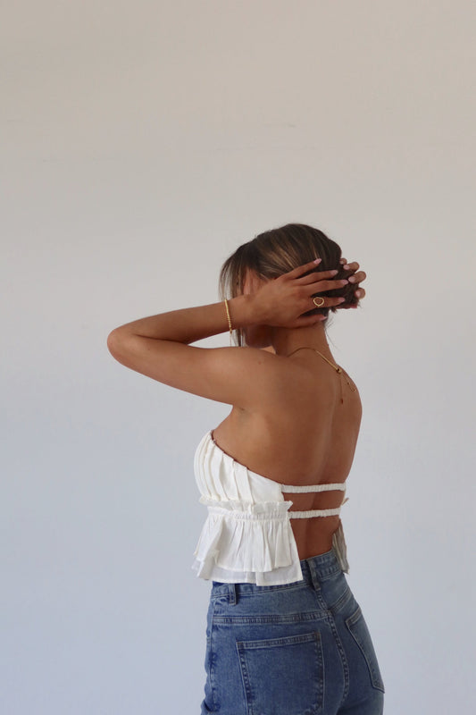 Jasmine Open Back Ruffle Top