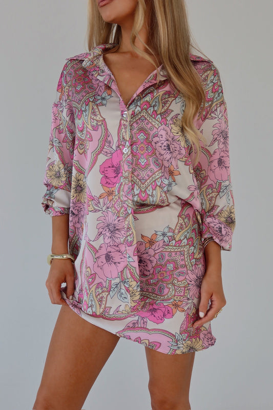 Lilianna Satin Button-Down Top