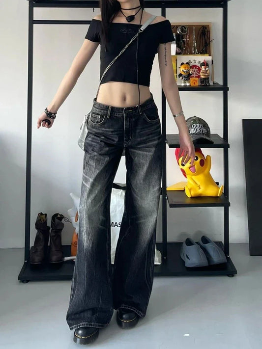 Baggy Jeans Women Harajuku Vintage Oversize Old Wide Leg Denim Pants