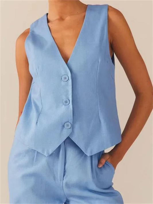 FashionSierra - 2025 Suit Vest Buttons Up Slim Fit Solid Color V-neck Cropped Waistcoat Y2K Casual Gothic Streetwear Crop Tops