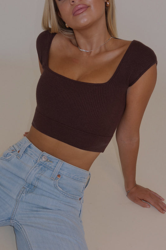 SALE :Espresso Knit Short Sleeve