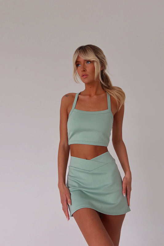 Jina Sage Cross Strap Top