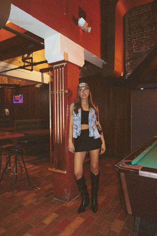 Avery Washed Denim Cargo Vest