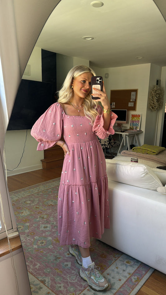 Lillies Love Midi Dress// Pink