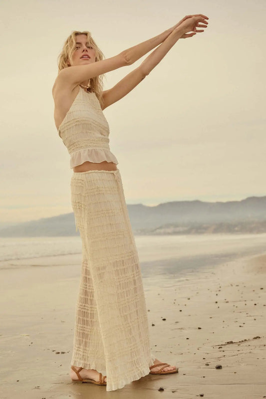 Soft Whispers Ruffled Chiffon Open-Back Halter Top