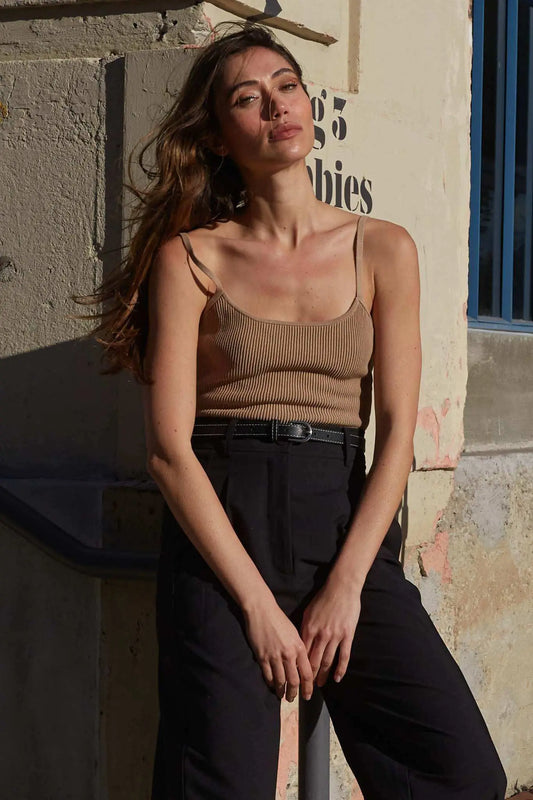 Shaper Fit Scoopneck Rib-Knit Open-Back Bodysuit