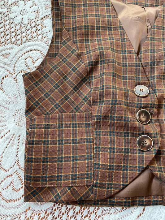 Cinnamon Plaid Waistcoat (Brown)