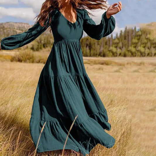 FashionSierra - 2025 High-Quality Plus Size Long Sleeve Boho Dress