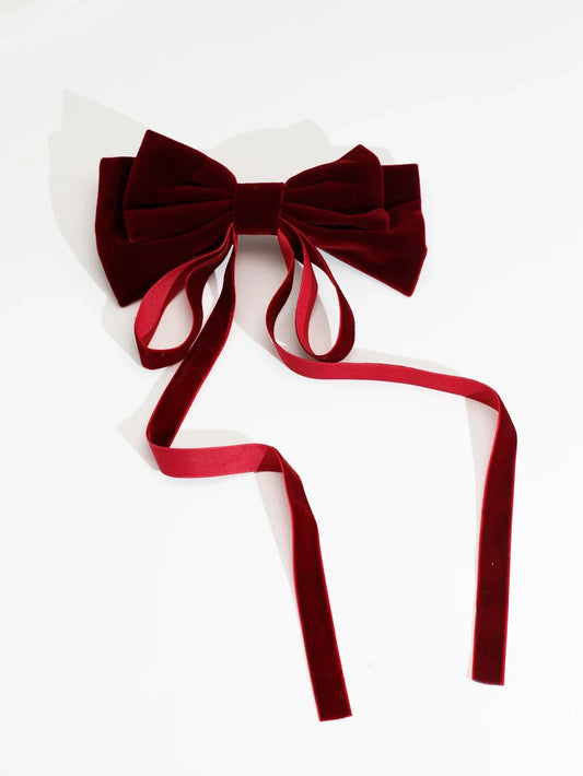 Vintage Solid Color Head Bow - Christmas Hair Accessory for Women
