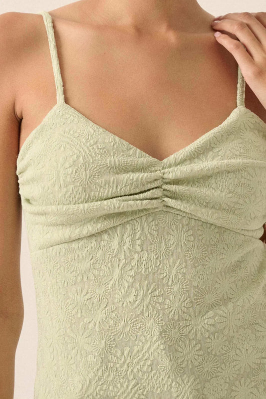 Pure Petals Floral Jacquard Ruched Cami Top