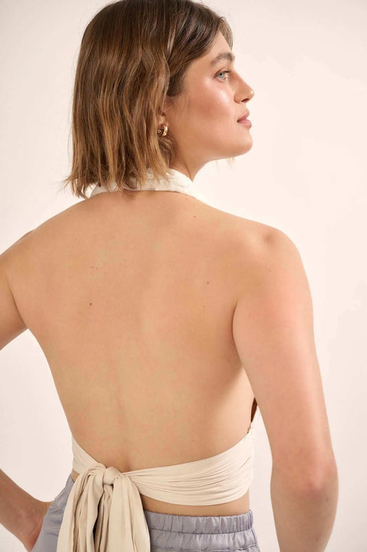 Sweet Sonata Embroidered Lace Cropped Halter Top