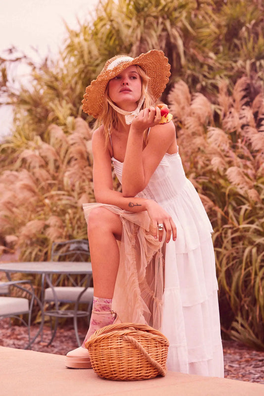 True Romance Pleated Tiered Ruffle Maxi Top