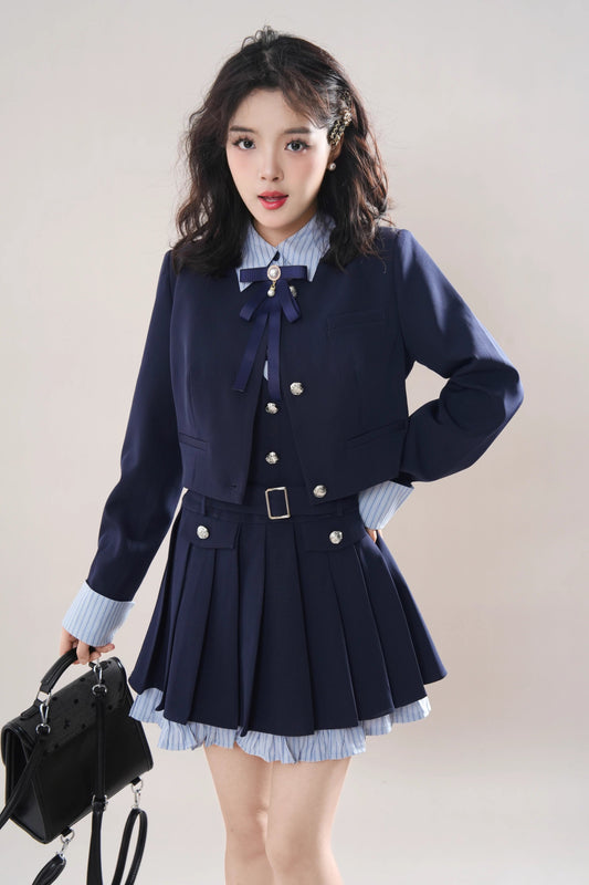 Little Academy Dress & Jacket Set (Navy)