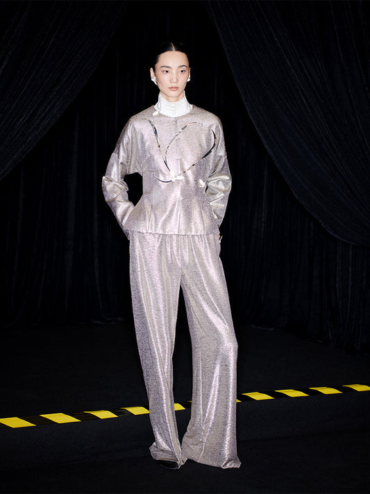 M essential Mackay designer Angan knit round neck waist cinched top loose pant - Sakl